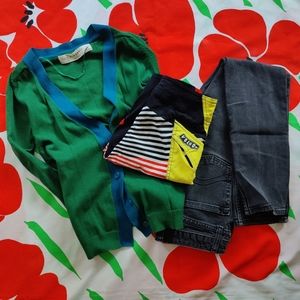 Bundle of Used Kids Size 8 Clothing - Swim Shorts Jeans and Cardigan
